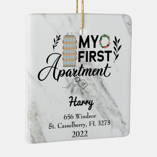 Gepersonaliseerd Mijn eerste appartement 2022 Keramisch Ornament (Rechts)