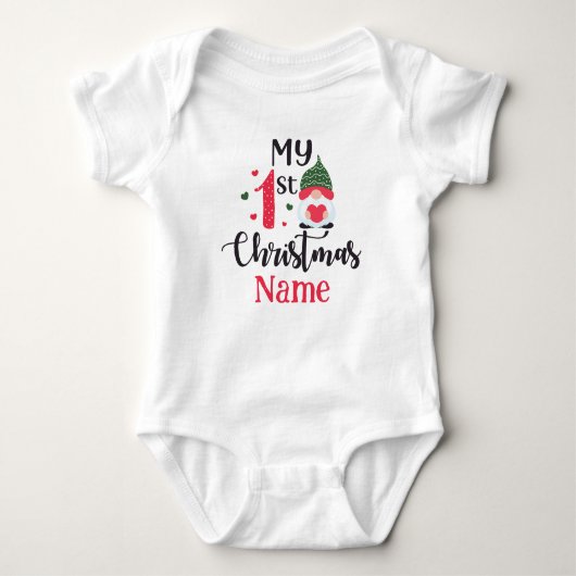 Gepersonaliseerd Mijn Eerste Kerst Schattige Baby  Romper (Voorkant)