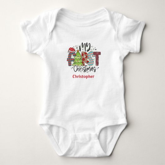 Gepersonaliseerd Mijn Eerste Kerstcadeau Romper (Voorkant)