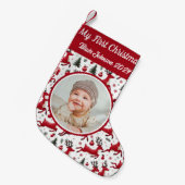 Gepersonaliseerd Mijn eerste kerstfoto rendier Kleine Kerstsok (Voorkant (Hangend))