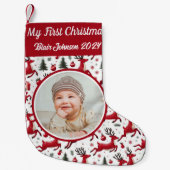 Gepersonaliseerd Mijn eerste kerstfoto rendier Kleine Kerstsok (Voorkant)