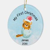 Gepersonaliseerd Mijn Eerste Kerstmis 2023 Baby Jo Keramisch Ornament (Links)