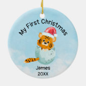 Gepersonaliseerd Mijn Eerste Kerstmis 2023 Baby Jo Keramisch Ornament (Achterkant)