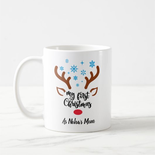 Gepersonaliseerd Mijn Eerste Kerstmis rendieren Ba Koffiemok (Links)