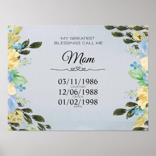 Gepersonaliseerd Mijn Grootste Zegen Bel Me Mom Po Poster (Voorkant)