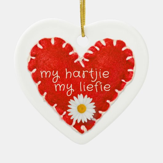 Gepersonaliseerd Mijn Hartjie Mijn Liefie Applique Keramisch Ornament (Voorkant)