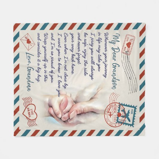 Gepersonaliseerd Mijn lieve kleinzoon Deken Bid da (Voorkant (Horizontaal))