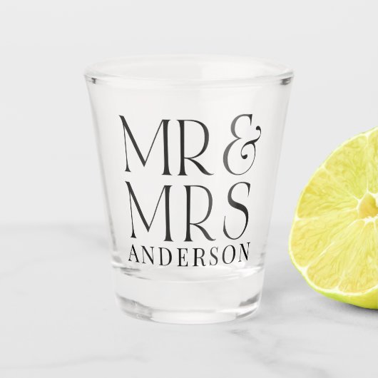 Gepersonaliseerd Mijnheer & Mevrouw Achternaam & D Shot Glas (Voorkant)