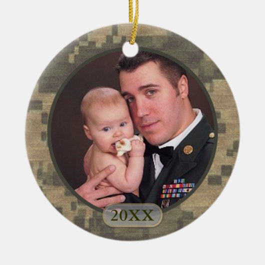Gepersonaliseerd militaire foto voor en achter keramisch ornament (Voorkant)