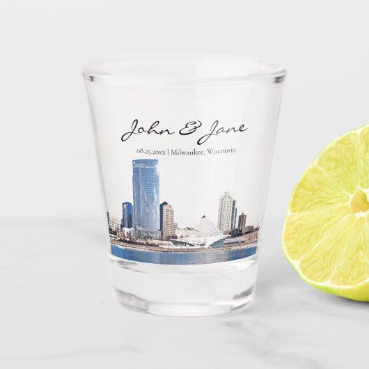 Gepersonaliseerd Milwaukee Skyline Shot Glass Glas (Voorkant)
