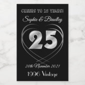 Gepersonaliseerd Mini 25th Wedding Jubileum Wijn Etiket (Enkel label)