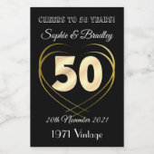 Gepersonaliseerd Mini 50th Wedding Jubileum Wijn Etiket (Enkel label)