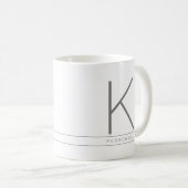 Gepersonaliseerd minimaal modern grijs monogram koffiemok (Voorkant rechts)