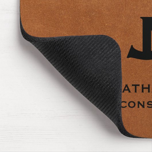 Gepersonaliseerd minimaal verkoopbaar lederen mono muismat (Hoek)