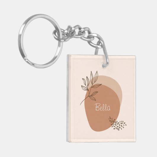 Gepersonaliseerd minimalistisch abstract ontwerp | sleutelhanger (Voorkant Links)