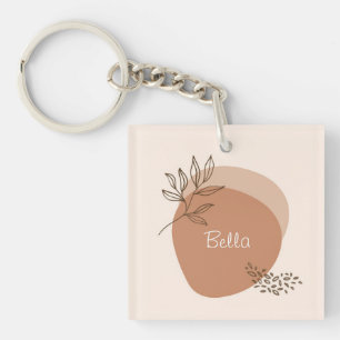 Gepersonaliseerd minimalistisch abstract ontwerp sleutelhanger
