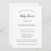 Gepersonaliseerd minimalistisch B&W Baby shower Kaart (Voorkant / Achterkant)