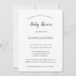 Gepersonaliseerd minimalistisch B&W Baby shower Kaart
