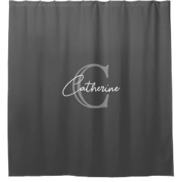 Gepersonaliseerd minimalistisch donkergrijs monogr douchegordijn