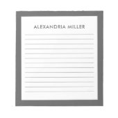 Gepersonaliseerd minimalistisch grijs Notitieblok  (Voorkant)