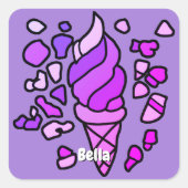 Gepersonaliseerd minimalistisch ijs vierkante sticker (Voorkant)