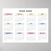 Gepersonaliseerd minimalistisch jaarkalender Poste Poster (Voorkant)