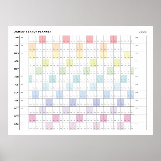 Gepersonaliseerd minimalistisch jaarplanner Poster (Voorkant)