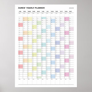 Gepersonaliseerd minimalistisch jaarplanner Poster