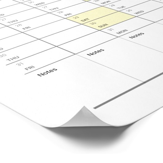 Gepersonaliseerd minimalistisch jaarplanner Poster (Hoek)