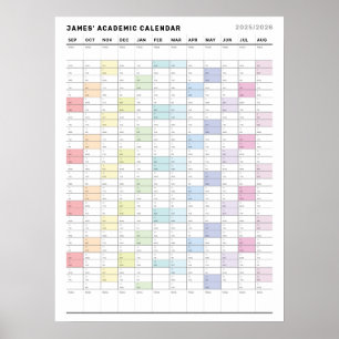 Gepersonaliseerd minimalistisch jaarplanner Poster