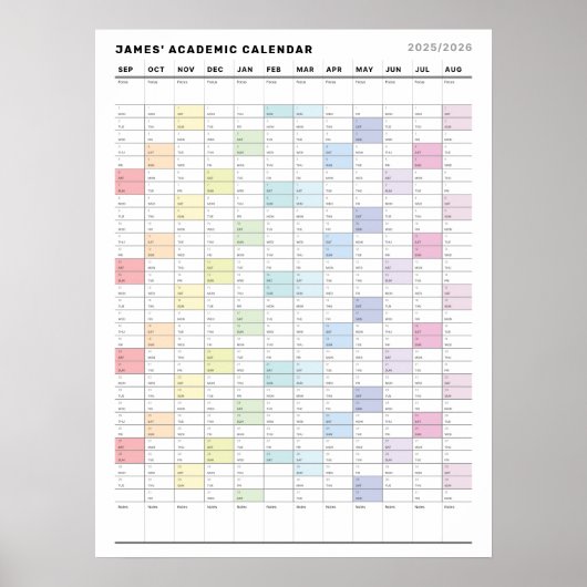 Gepersonaliseerd minimalistisch jaarplanner Poster (Voorkant)