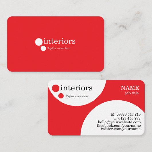 Gepersonaliseerd minimalistisch modern interieur visitekaartje (Voorkant / Achterkant)