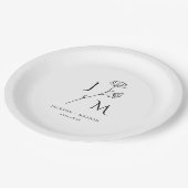 Gepersonaliseerd minimalistisch Monogram Papier Bo Papieren Bordje (Gekanteld)