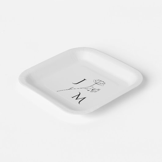 Gepersonaliseerd minimalistisch Monogram Papier Bo Papieren Bordje (Gebogen)