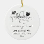 Gepersonaliseerd minimalistisch nieuw appartement  keramisch ornament (Voorkant)