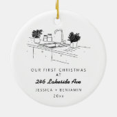 Gepersonaliseerd minimalistisch nieuw appartement  keramisch ornament (Achterkant)