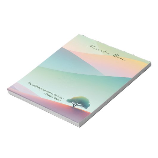 Gepersonaliseerd minimalistisch pastellandschap No Notitieblok (Linkerzijde)