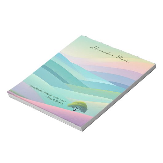 Gepersonaliseerd minimalistisch pastellandschap No Notitieblok (Linkerzijde)