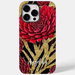 Gepersonaliseerd minimalistisch rood- en goudvormi Case-Mate iPhone 14 pro max hoesje
