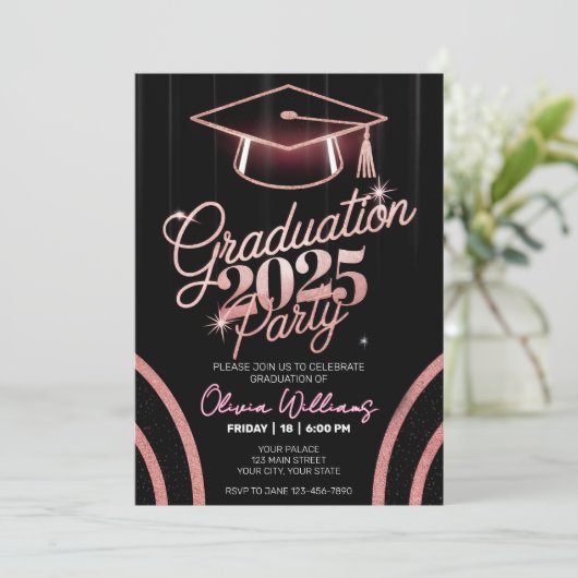 Gepersonaliseerd minimalistisch roze diner Afstude Kaart (Staand voorkant)