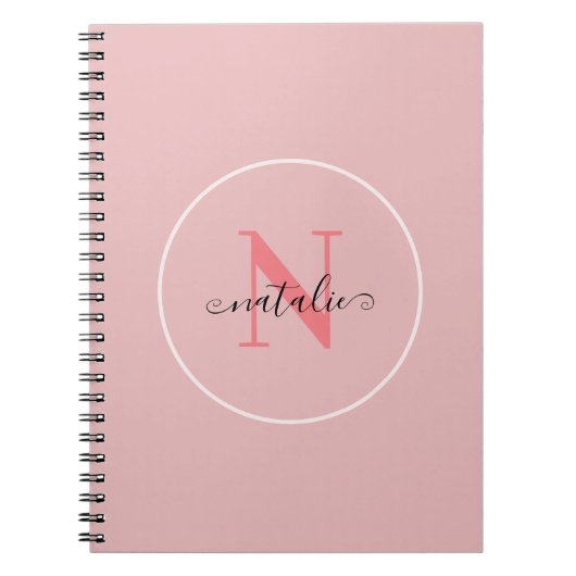 Gepersonaliseerd minimalistisch roze Notitieboek (Voorkant)