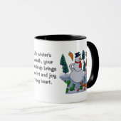 Gepersonaliseerd minimalistisch sneeuwvrienden avo mok (Voorkant rechts)