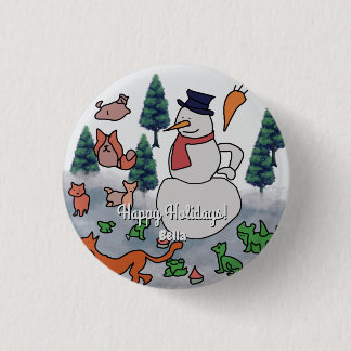 Gepersonaliseerd minimalistisch sneeuwvrienden avo ronde button 3,2 cm