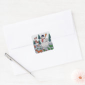 Gepersonaliseerd minimalistisch sneeuwvrienden avo vierkante sticker (Envelop)