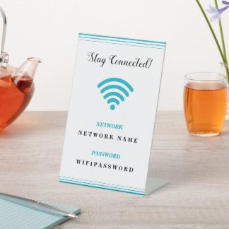 Gepersonaliseerd Minimalistisch Wifi-Wachtwoord en Reclamebord Met Voetstuk