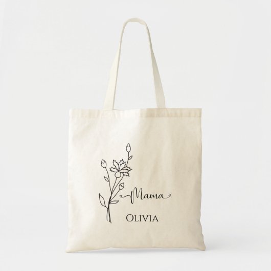 Gepersonaliseerd Minimalistisch Wilde Bloem Moeder Tote Bag (Voorkant)