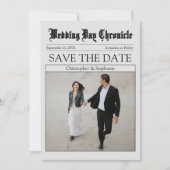 Gepersonaliseerd minimalistische QR-codekrant Save The Date (Voorkant)