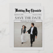 Gepersonaliseerd minimalistische QR-codekrant Save The Date (Voorkant / Achterkant)