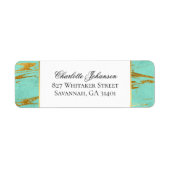 Gepersonaliseerd Mint en Gold Marble Pattern Etiket (Voorkant)
