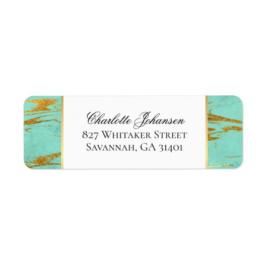 Gepersonaliseerd Mint en Gold Marble Pattern Etiket (Voorkant)